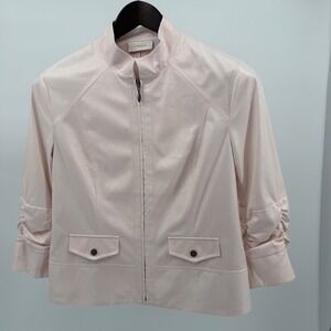 Chico's Pebbled Luxe Executive Jacket Blush Textured Structured Zip Front‎ 0 NWT